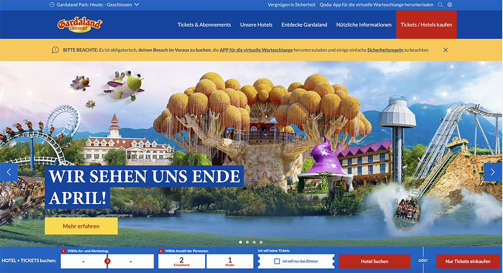 Die neue Website von Gardaland ist online