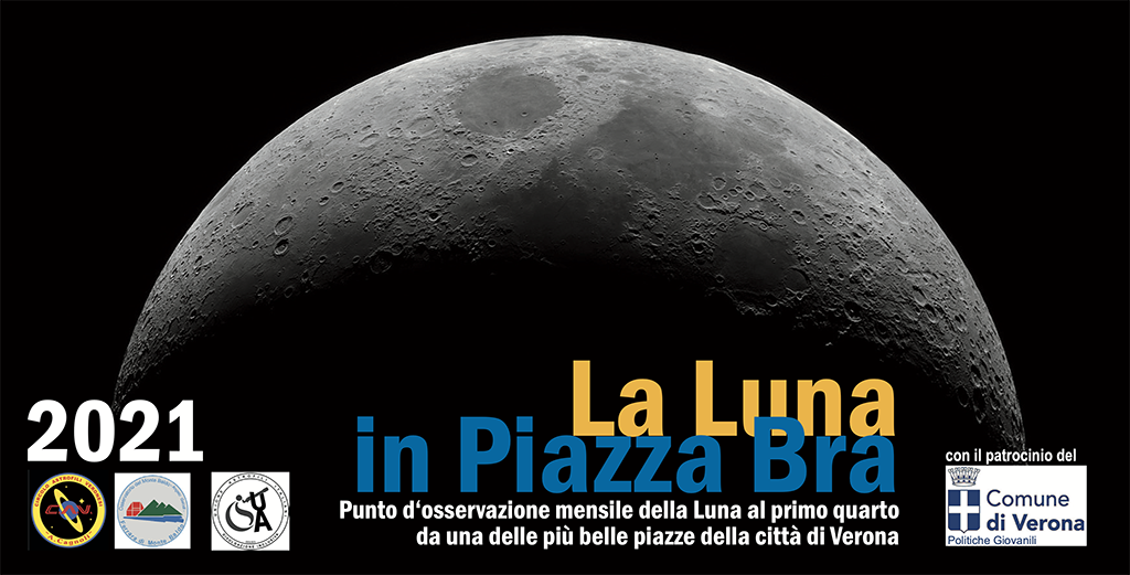 Am Sonntagabend, Mondbeobachtungen auf der Piazza Bra mit dem Club Astrofili von Verona