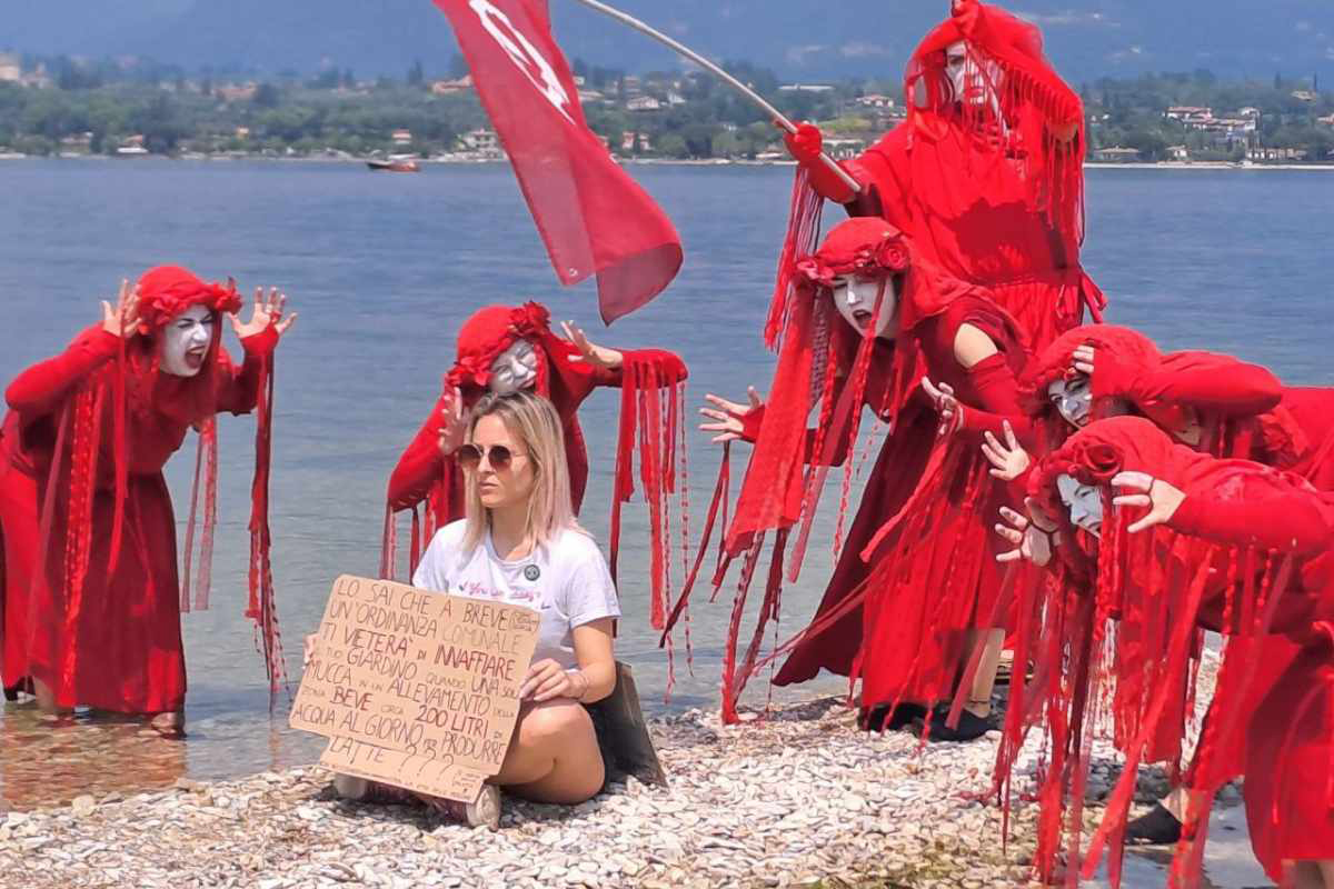 Flashmob der Umweltschützer auf der Insel San Biagio (oder Kanincheninsel)