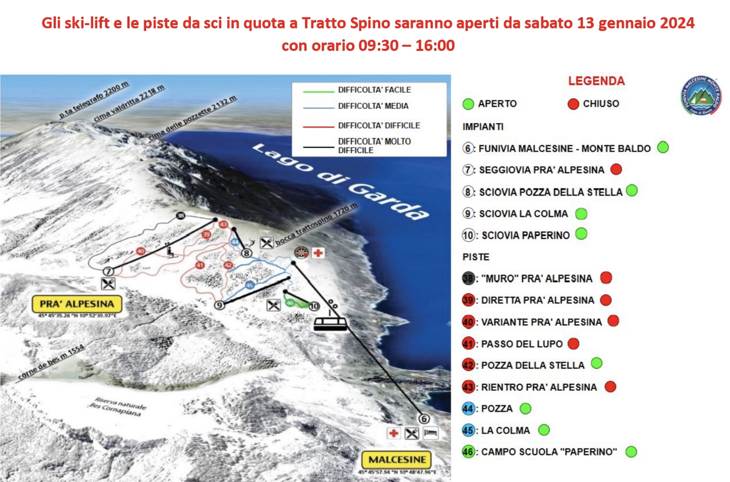 Monte Baldo: Pistenplan