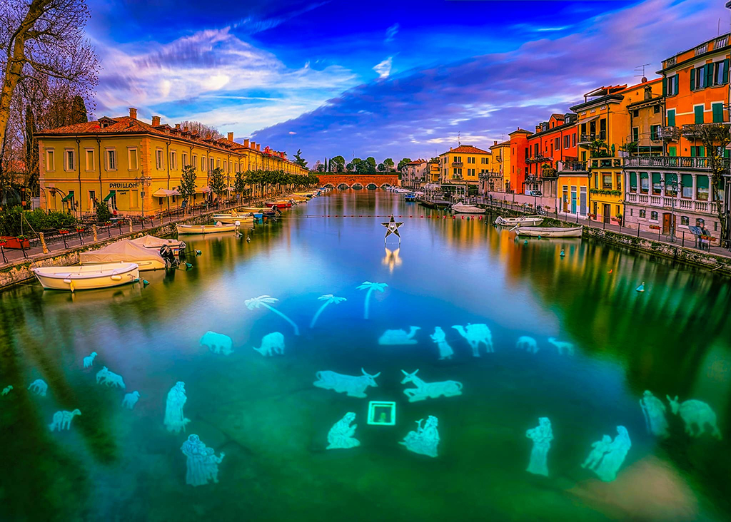 Originelle Weihnachtsbeleuchtung am Veroneser Ufer