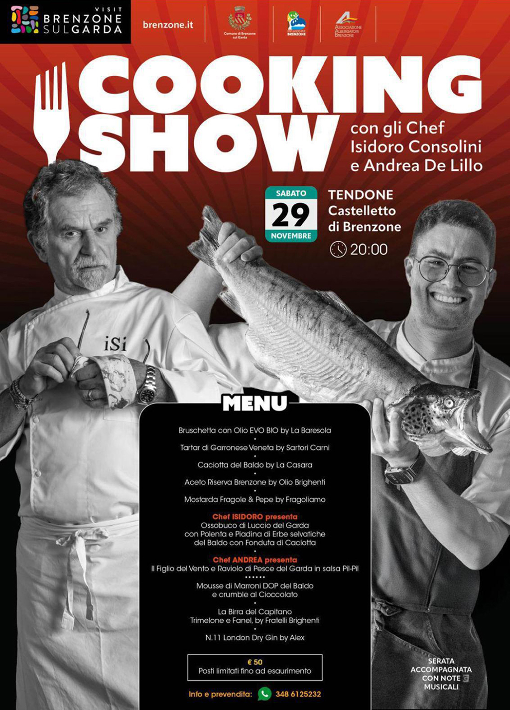 Samstag, 29. November: Musik, Dinner und Cooking Show in Castelletto di Brenzone Cooking Show in Brenzone sul Garda