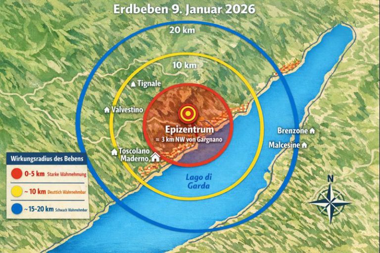Leichte Erdbeben am Gardasee: Epizentrum in Gargnano