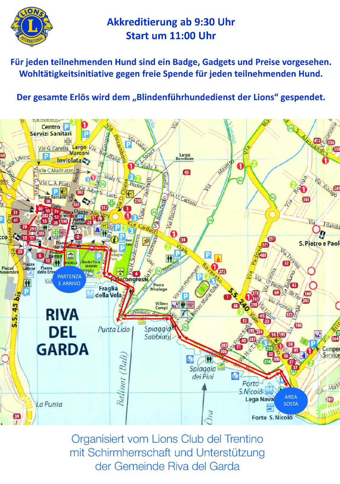 Riva del Garda: am 26. April das 4.⁠ ⁠Lions Sechs-Pfoten-Marathon im Parco della Rocca