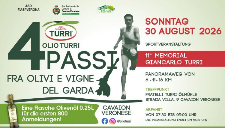 Cavaion, 30. August: Gedenklauf durch Olivenhaine und Weinberge am Gardasee