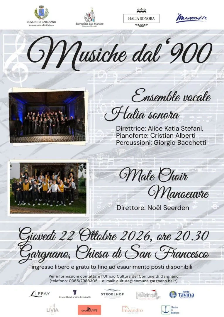 22. Oktober, in Gargnano: „Musik des 20. Jahrhunderts“ mit zwei internationalen Chören